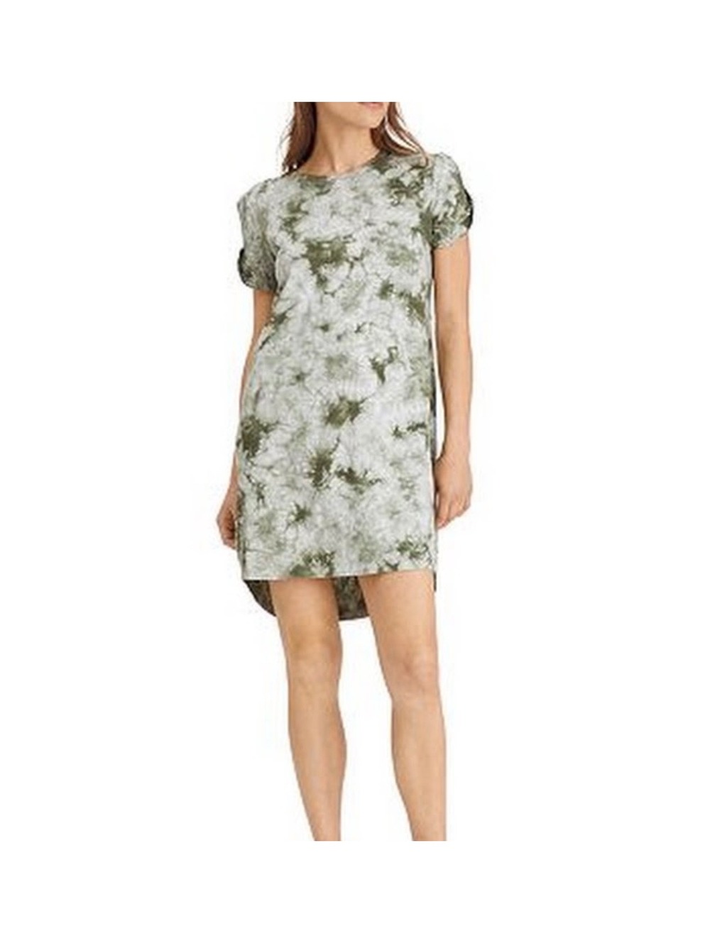 Sanctuary Tie Dye Puff Sleeve T-Shirt Dress Green Medium